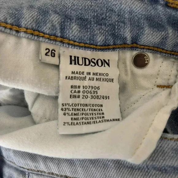 HUDSON ‘Nico Custom Midrise Patchwork Super  Skinny’ Denim Jeans Size 26 - Picture 9 of 10